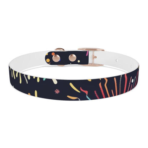 Vibrant festive fireworks dog collar for medium dogs in Black Onyx.