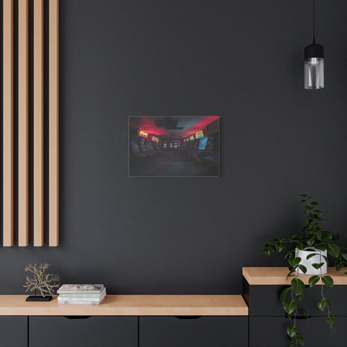 Abandoned Arcade Glowing in the Dark Stretched Canvas Wall Art