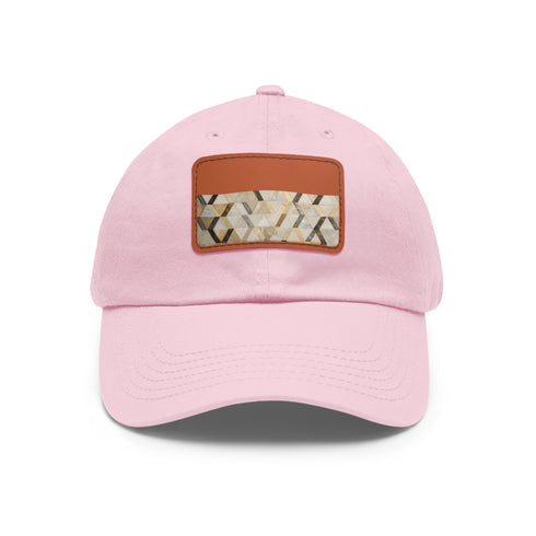 Cream and gold Kilim patterned baseball cap with unique texture.