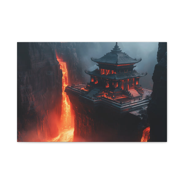 Levitating Temple Above Lava River — Canvas Wall Art — Front Gallery-Wrapped Canvas View