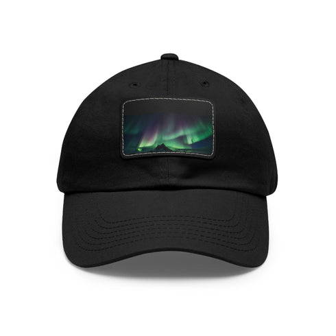 Northern Lights Glow Baseball Cap in White with Rectangle patch shape.