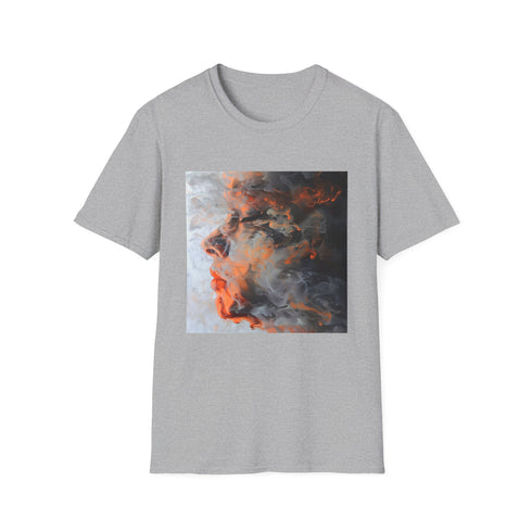 Charcoal abstract smoke art t-shirt with crew neck and regular fit