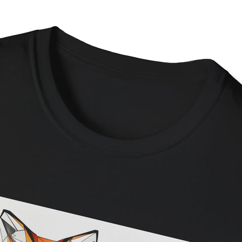 Charcoal geometric fox portrait t-shirt featuring soft breathable cotton fabric