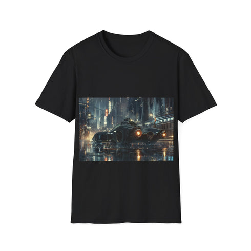 Gotham City Batmobile Tee in Charcoal, size S: Superhero-inspired graphic shirt.