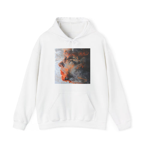 Abstract navy smoke art hoodie for men and women in small size.
