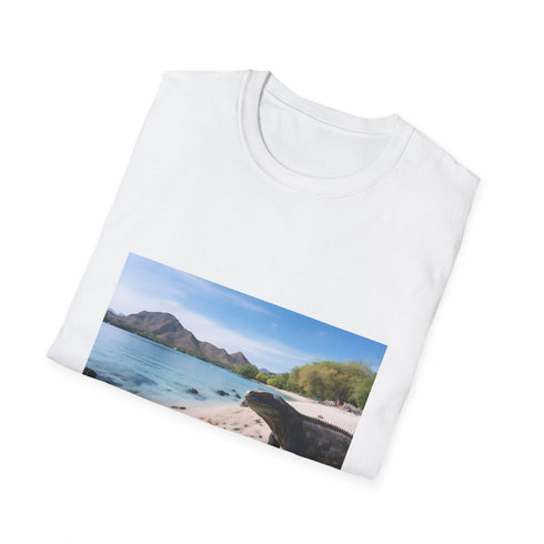 Charcoal cotton crew neck tee with majestic Komodo dragon design