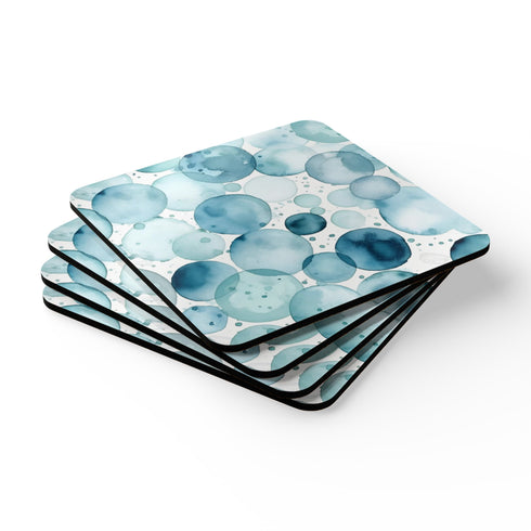 Ocean blue eyes corkwood coasters with mesmerizing ice blue pattern.