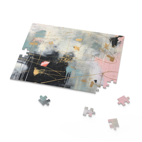 Abstract mint and gold acrylic puzzle, 10" x 8", 120 pcs.