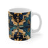 Handcrafted ceramic mug with artisan tile print - 11oz variant.