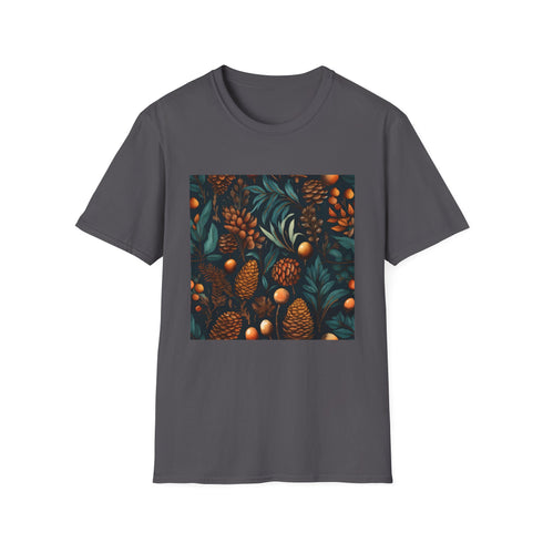 Ocean inspired charcoal crew neck cotton T-shirt, DTG printed design.