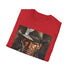 Charcoal regular-fit T-shirt with vibrant Indiana Jones painting in cotton