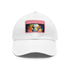 Neon watercolor cotton hat with vibrant colors and light brown patch.