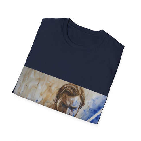 Charcoal cotton t-shirt with Obi-Wan lightsaber design.