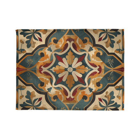 Verve culture juicer inspired blanket, artisan tiles design, 30' x 40'.