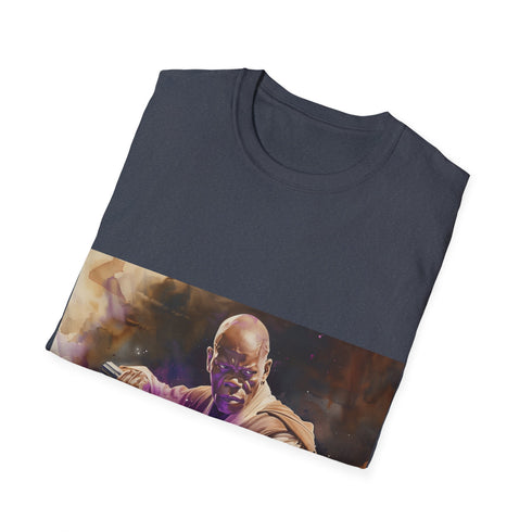 Purple lightsaber tee with Mace Windu design, perfect for all Jedi.