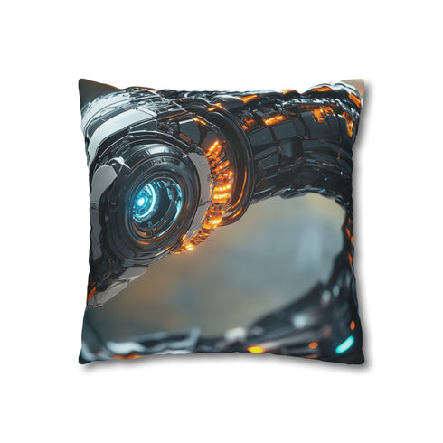 Robot Serpent Coiled Around Power Core Double-Sided Square Cushion Cover