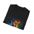 Charcoal DTG T-shirt with neon watercolor heroic spirit design regular fit
