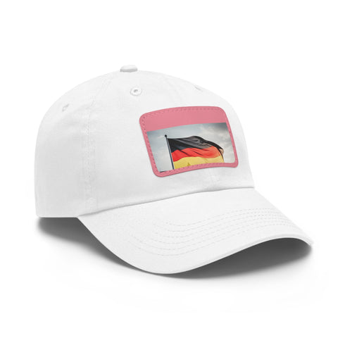 German pride flag cap with white/light brown rectangle patch. Vegan cotton.