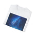 Charcoal crew neck t-shirt with vibrant Milky Way painting in cotton