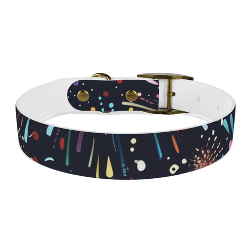 Vibrant black onyx fireworks dog collar for medium dogs.