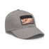 Autumn foliage pattern baseball cap in white with light brown patch.