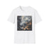 Abstract charcoal smoke swirls t-shirt, unisex regular fit DTG design.