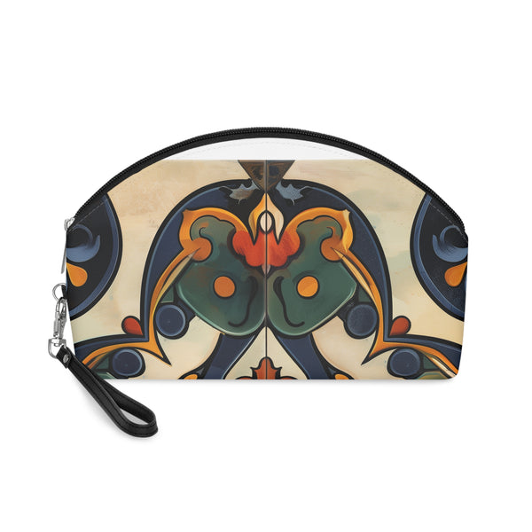Chic artisan tiles makeup bag: stylish multipurpose pouch for cosmetics.