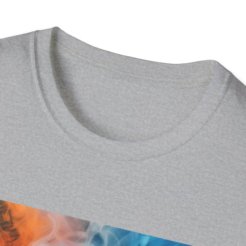 Abstract charcoal smoke art t-shirt, soft cotton, crew neck, summer wardrobe essential.