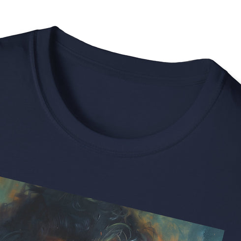 Charcoal painting T-shirt featuring Rubeus Hagrid portrait in vibrant colors
