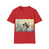 Charcoal cotton crew neck t-shirt with vibrant bumblebee watercolor design