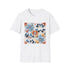 Vibrant flower-patterned cotton T-shirt with a charcoal crew neck design