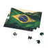 Brazil flag jigsaw puzzle with vibrant colors, perfect for travelers.