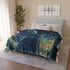 Cosmic Serpent Guarding Starlit Gate Plush Fleece Throw Blanket