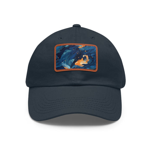 Gleaming goldfish adventure baseball cap in white with light brown patch