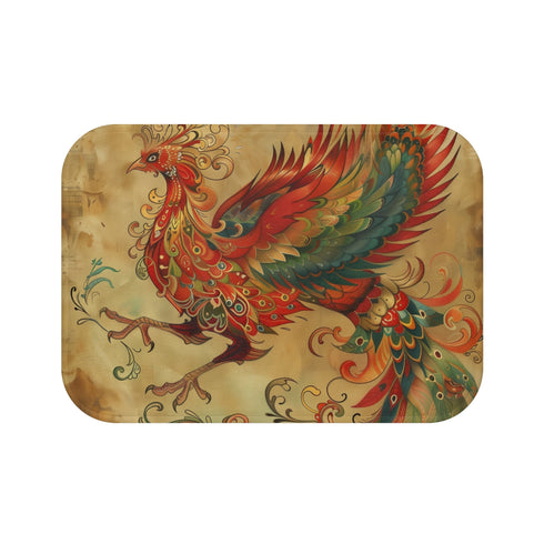 Eternal Flame Phoenix Bath Mat - Mythical, Vibrant, Rebirth-Inspired Home Decor
