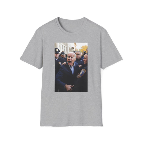 Charcoal regular fit cotton crew neck tee with Joe Biden watercolor artwork