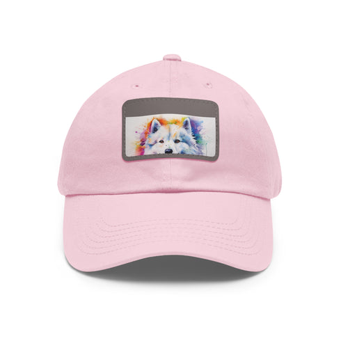 Fluffy White Samoyed Snapback Hat Rectangle Vegan Cotton Unisex Accessory
