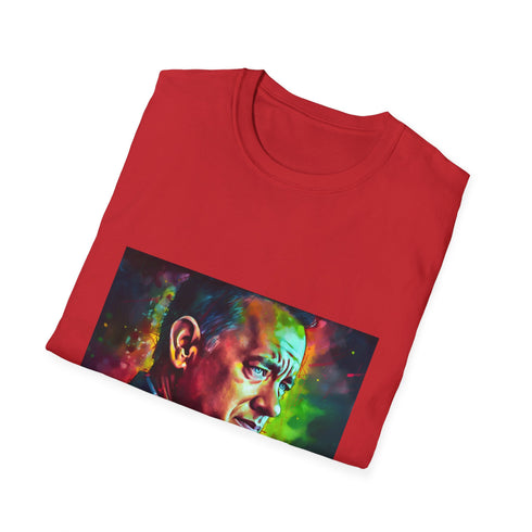 Vibrant charcoal crew neck T-shirt with neon Tom Hanks design