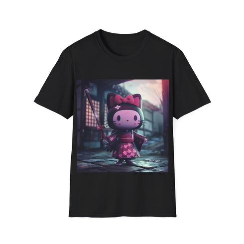 Kuromi x Hello Kitty Charcoal Tee: Dark & Cute Cartoon Collaboration
-Alt text to describe the product image on an e-commerce website.