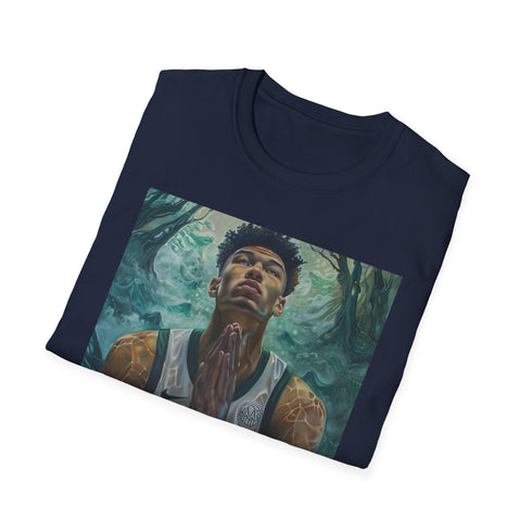 Reigning MVP Giannis Portrait T-Shirt in Charcoal Cotton, Crew Neck.