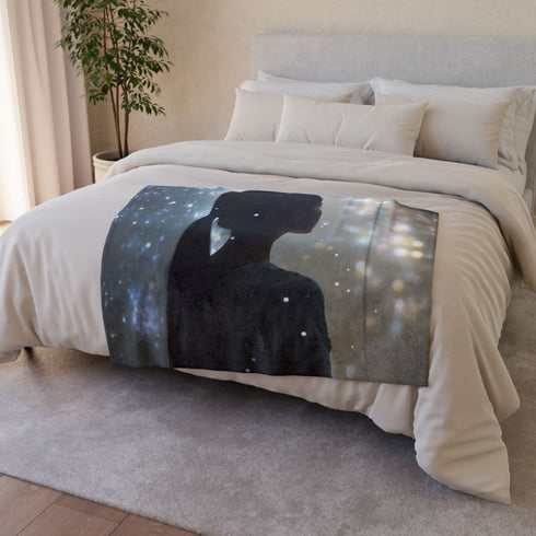 Infinity Mirror Reflecting Shooting Star Plush Fleece Throw Blanket