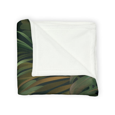 Tropical Jungle Safari Tiger Foliage Seamless Plush Fleece Throw Blanket - View 8 | Prints With Passion