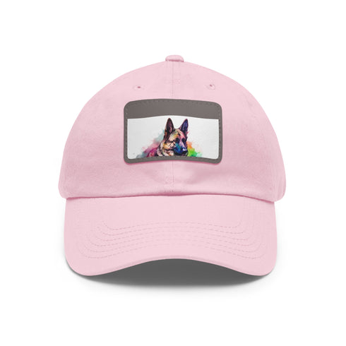 German Shepherd PupPrint Baseball Cap in White with Light Brown Patch