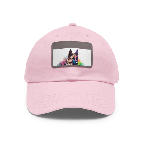 German Shepherd PupPrint Baseball Cap, White/Light Brown Rectangle Unisex Hat