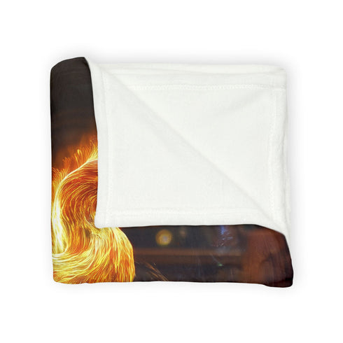 Holographic Phoenix Beneath Glass Dome Plush Fleece Throw Blanket