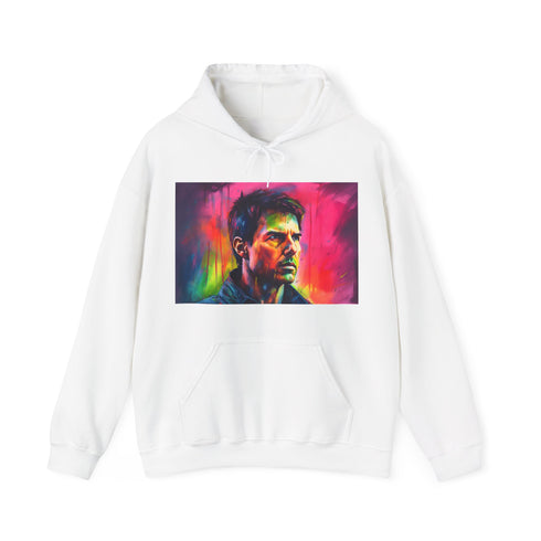 Tom Cruise Neon Watercolor Hoodie in Navy, Size S.