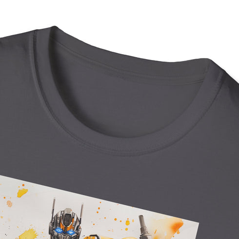 Charcoal cotton t-shirt featuring dynamic Bumblebee design with crew neck
