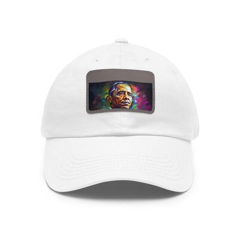 Neon Obama baseball cap with vibrant watercolor design.