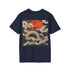 Japanese dragon soaring on charcoal T-shirt, crew neck, regular fit.