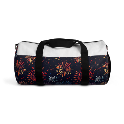 Colorful Fireworks Festive Duffel Bag with All Over Print Design